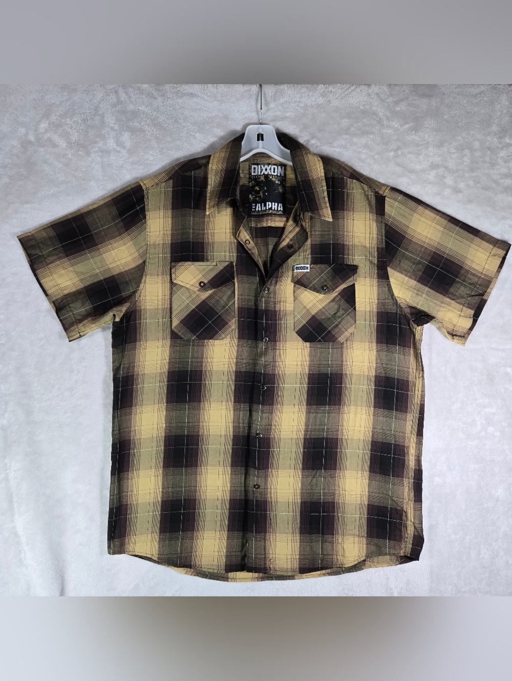 Dixxon Flannel Co The Alpha Snap Up Shirt Mens Size L Large Brown Short Sleeve